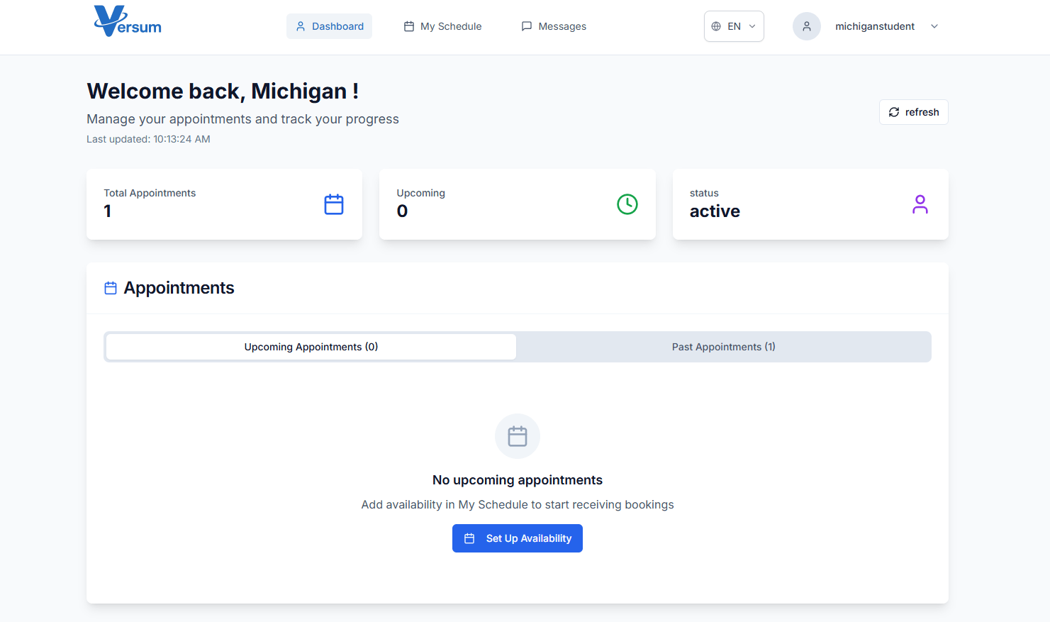 Student Dashboard - Booked Appointments