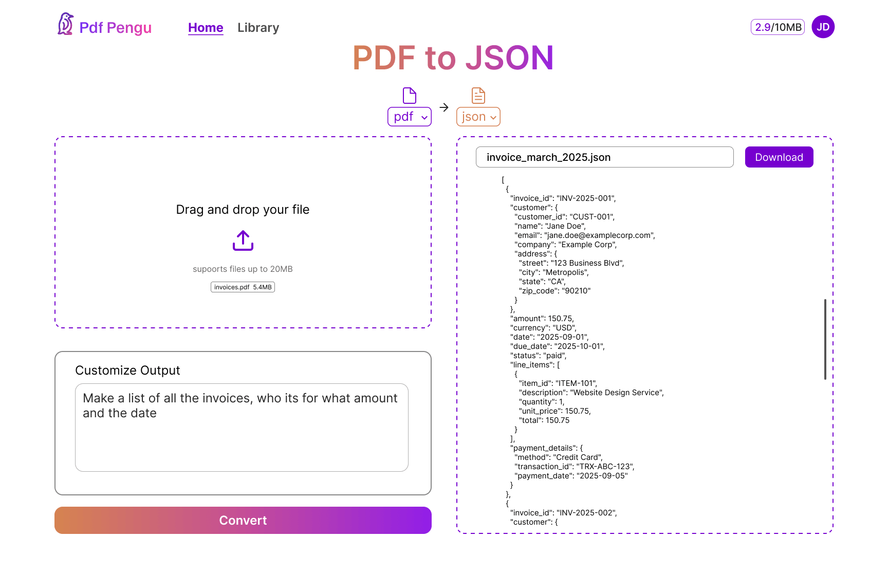 JSON Output Hi-Fi